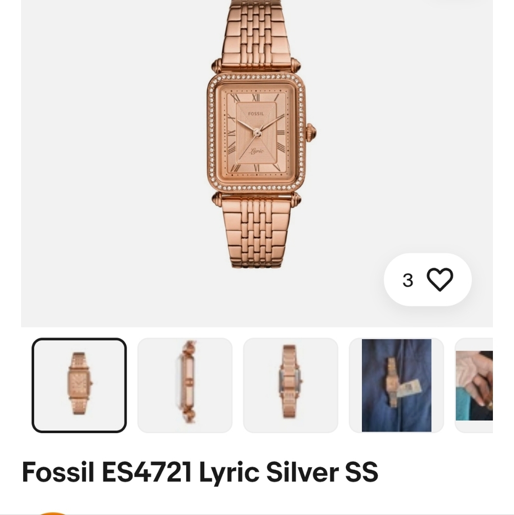 Fossil Women's Lyric Three Hand Rose Gold Tone Stainless Steel Watch ES4720 - Picture 8 of 12